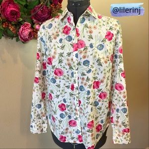 Talbots Beautiful Floral Button Down Shirt